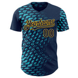 Custom Blue Navy-Gold Geometric Patchwork Asymmetry Authentic Baseball Jersey