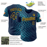 Custom Blue Navy-Gold Geometric Patchwork Asymmetry Authentic Baseball Jersey