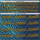 Custom Blue Navy-Gold Geometric Patchwork Asymmetry Authentic Baseball Jersey