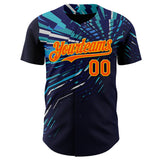 Custom Blue Orange-Gold Geometric Patchwork Asymmetry Authentic Baseball Jersey