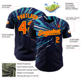 Custom Blue Orange-Gold Geometric Patchwork Asymmetry Authentic Baseball Jersey