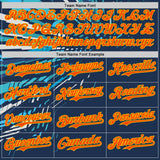 Custom Blue Orange-Gold Geometric Patchwork Asymmetry Authentic Baseball Jersey