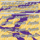 Custom Gold White Purple-Black Geometric Patchwork Asymmetry Torn Authentic Baseball Jersey