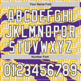 Custom Gold White Purple-Black Geometric Patchwork Asymmetry Torn Authentic Baseball Jersey