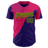 Custom Purple Green Hot Pink-Gold Geometric Patchwork Asymmetry Authentic Baseball Jersey