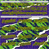 Custom Purple Green-Gold Geometric Patchwork Asymmetry Torn Authentic Baseball Jersey