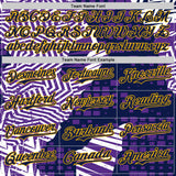Custom Purple Navy-Gold Geometric Patchwork Asymmetry Torn Authentic Baseball Jersey