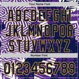 Custom Purple Navy-Gold Geometric Patchwork Asymmetry Torn Authentic Baseball Jersey