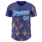 Custom Blue Electric Blue Cream-White Geometric Patchwork Asymmetry Authentic Baseball Jersey