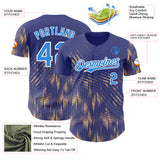 Custom Blue Electric Blue Cream-White Geometric Patchwork Asymmetry Authentic Baseball Jersey
