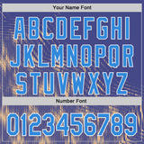 Custom Blue Electric Blue Cream-White Geometric Patchwork Asymmetry Authentic Baseball Jersey