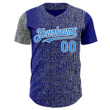 Custom Blue Electric Blue Green-White Geometric Patchwork Asymmetry Authentic Baseball Jersey