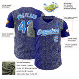 Custom Blue Electric Blue Green-White Geometric Patchwork Asymmetry Authentic Baseball Jersey