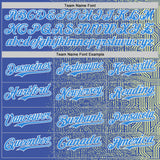 Custom Blue Electric Blue Green-White Geometric Patchwork Asymmetry Authentic Baseball Jersey