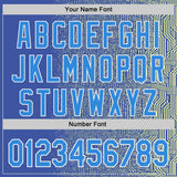 Custom Blue Electric Blue Green-White Geometric Patchwork Asymmetry Authentic Baseball Jersey