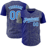 Custom Blue Electric Blue Green-White Geometric Patchwork Asymmetry Authentic Baseball Jersey