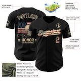 Custom Black Vintage USA Flag-City Cream USA 250 Military Veteran Authentic Baseball Jersey