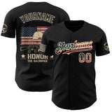Custom Black Vintage USA Flag-City Cream USA 250 Military Veteran Authentic Baseball Jersey