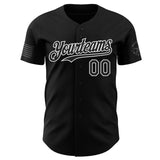 Custom Black-White USA 250 Flag Patriotic Army Authentic Baseball Jersey