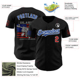 Custom Black Red White-Royal USA 250 Flag Patriotic Army Authentic Baseball Jersey