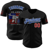 Custom Black Red White-Royal USA 250 Flag Patriotic Army Authentic Baseball Jersey