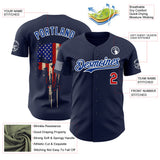 Custom Navy Red White-Royal USA 250 Flag Skull Authentic Baseball Jersey