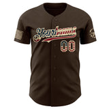 Custom Brown Vintage USA Flag-City Cream USA 250 Old Pilot Skull Authentic Baseball Jersey