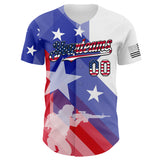 Custom White USA Flag-Black USA 250 American Soldier Authentic Baseball Jersey