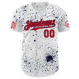 Custom White Fire Red-Navy USA 250 American Flag Music Skull Authentic Baseball Jersey