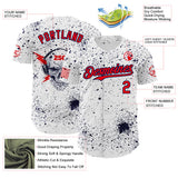 Custom White Fire Red-Navy USA 250 American Flag Music Skull Authentic Baseball Jersey