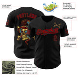 Custom Black-Red USA 250 American Flag Gothic Patriotic Snake Skull Authentic Baseball Jersey