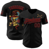 Custom Black-Red USA 250 American Flag Gothic Patriotic Snake Skull Authentic Baseball Jersey