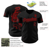 Custom Black-Red USA 250 Flag Western Patriotic Red Rattlesnake Authentic Baseball Jersey