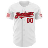 Custom White Fire Red-Black USA 250 American Flag Patriotic Statue of Liberty Authentic Baseball Jersey