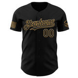 Custom Black-Old Gold USA 250 Ouroboros Skull Authentic Baseball Jersey