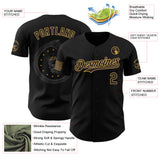 Custom Black-Old Gold USA 250 Ouroboros Skull Authentic Baseball Jersey