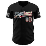 Custom Black Vintage USA Flag-White USA 250 Patriotic Military Veteran Authentic Baseball Jersey