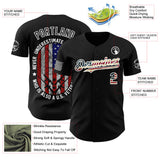 Custom Black Vintage USA Flag-White USA 250 Patriotic Military Veteran Authentic Baseball Jersey