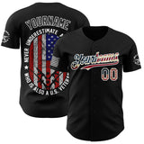 Custom Black Vintage USA Flag-White USA 250 Patriotic Military Veteran Authentic Baseball Jersey