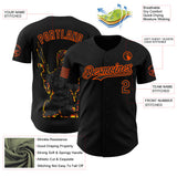 Custom Black-Orange USA 250 Tactical Soldier Flame Authentic Baseball Jersey