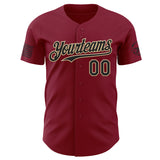 Custom Crimson Black-Vegas Gold USA 250 Tactical Skull Authentic Baseball Jersey