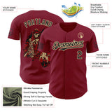 Custom Crimson Black-Vegas Gold USA 250 Tactical Skull Authentic Baseball Jersey