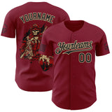 Custom Crimson Black-Vegas Gold USA 250 Tactical Skull Authentic Baseball Jersey