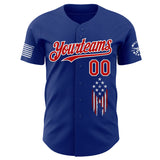 Custom Royal Red-White USA 250 Distressed Heart American Flag Authentic Baseball Jersey