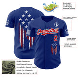 Custom Royal Red-White USA 250 Distressed Heart American Flag Authentic Baseball Jersey