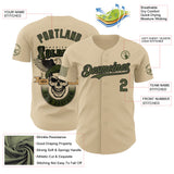 Custom City Cream Olive-Black USA 250 American Flag Soldier Eagle Skull Authentic Baseball Jersey