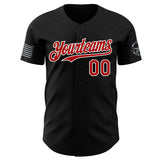 Custom Black Red-White USA 250 American Flag Eagle Skull Authentic Baseball Jersey