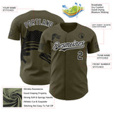 Custom Olive Black-White USA 250 American Flag Authentic Baseball Jersey