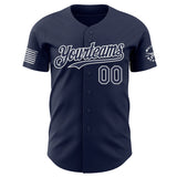 Custom Navy-White USA 250 American Flag Tactical Military Skull Authentic Baseball Jersey
