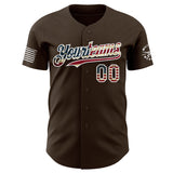 Custom Brown Vintage USA Flag-White USA 250 Military Patriotic Authentic Baseball Jersey